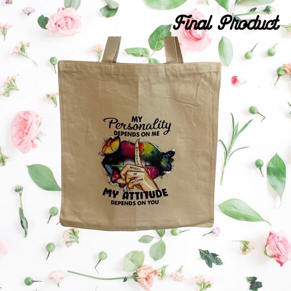 Fashion Graphic Print My Personality Depends on Me Design Trendy Canvas Tote Bag - Picture 2 of 6